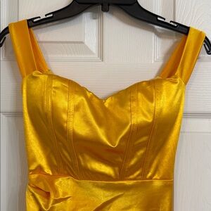 Vibrant Yellow Satin Dress